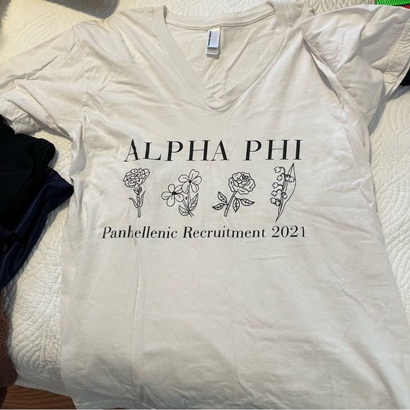 American Apparel Tops - Alpha Phi white floral vneck